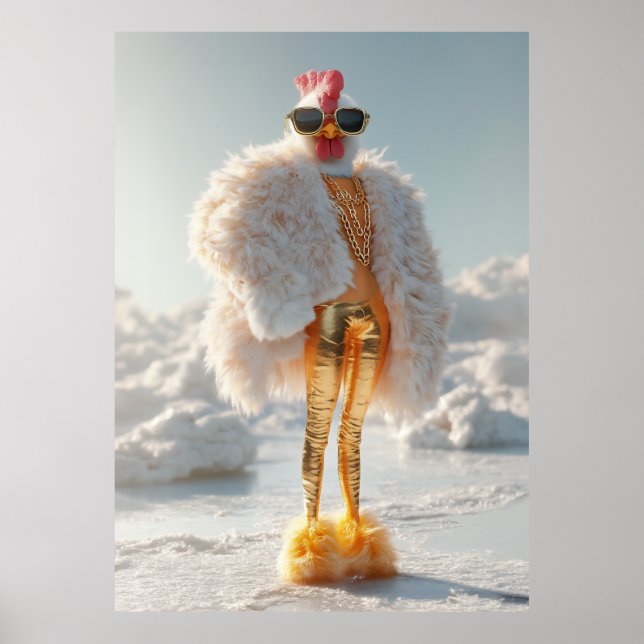 Poster Glam Chicken em gelo (Frente)