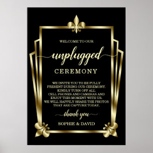 Poster Glam Dourado Art Deco - Sinal de cerimônia de cas