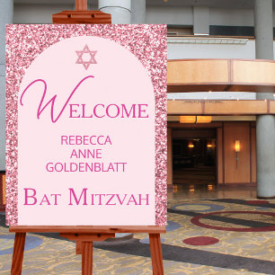 Poster Glam Pink Elegante Chic Bat Mitzvah Bem-Vindo