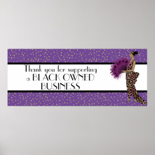 Poster Glam Roxo Obrigado A Apoiar Empresas Negras