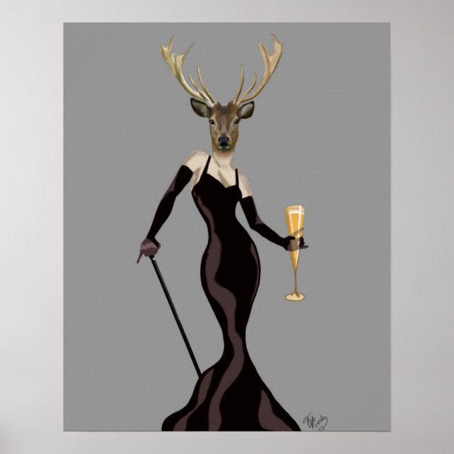 Poster Glamor Deer em Preto (Frente)