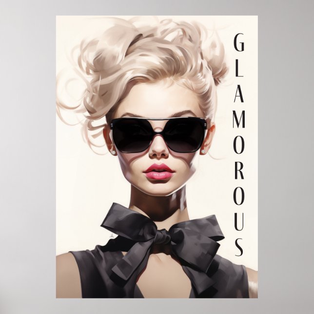 Poster Glamoroso Modelo de Moda Arco Preto (Frente)