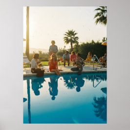Poster Glamorous Poolside Scene – Vintage-Inspired Travel