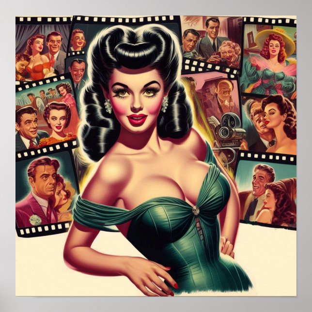 Poster Glamour Pin-up do Cinema Vintage (Frente)