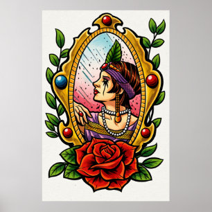 Poster Glamour Vintage – Mulher dos Anos 1920 em Moldura
