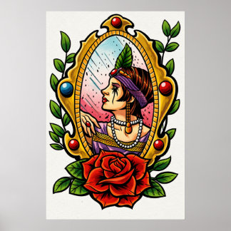 Poster Glamour Vintage – Mulher dos Anos 1920 em Moldura