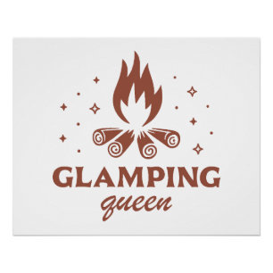 Póster Glamping rainha acampamento engraçado