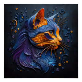 Póster Glance Felino Enigmático - Criadas AI