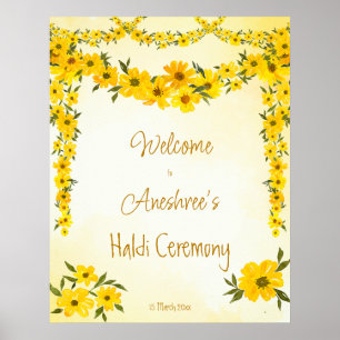Poster Glândulas florais amarelas Haldi welcom