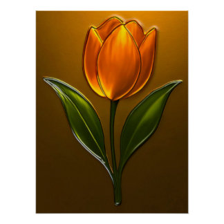 Póster Glänzende Eleganz der Orangefarbenen Tulpe