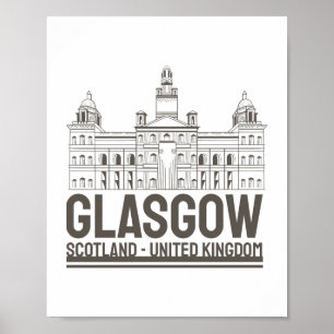 Poster Glasgow Escócia Arquitetura Vintage ViagemDesign
