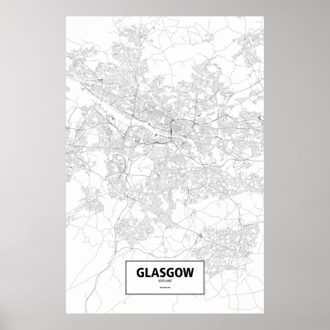 Póster Glasgow, Escócia (preto no branco) (Frente)