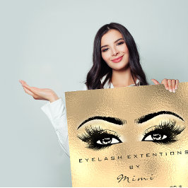 Poster Glass Faux Dourado Makeup Eyes Preços