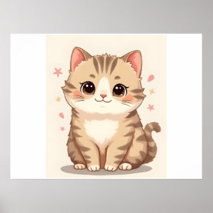 Poster Gleeful Cat: Bela Arte Kawaii Kitten para Qualquer