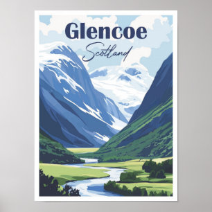 Poster Glencoe Scotland Trabalho de arte Viagem Place, il