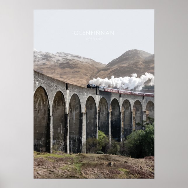 Poster Glenfinnan Viaduct, Escócia - Ilustração de Viagem (Frente)