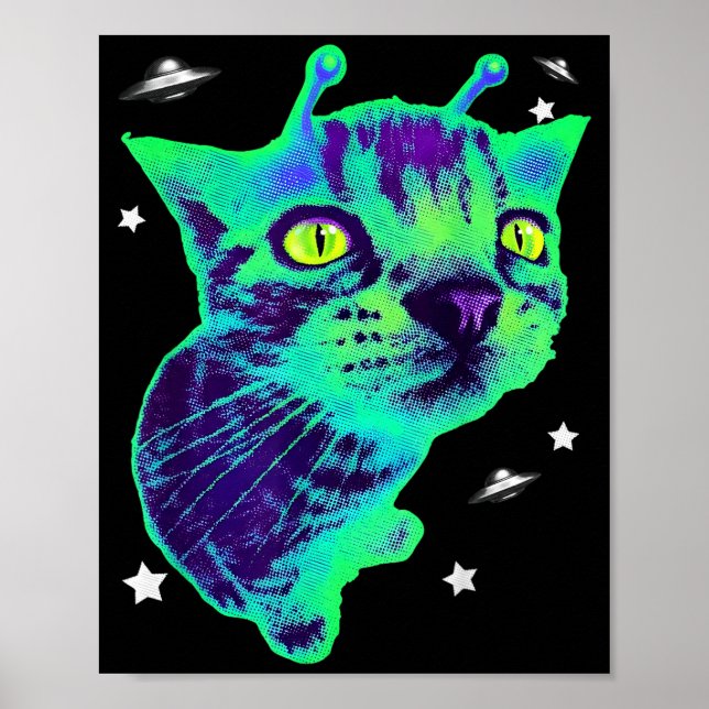 Poster Glerp Glorp Funny Alien Cat Meme Gnarp Cat Silly A (Frente)