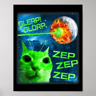 Poster Glerp Glorp Gato Alien Divertido Meme Brainrot