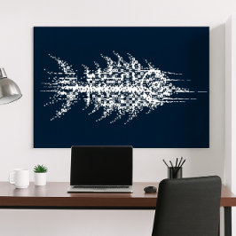 Poster Glitch Pixel White Fish Wall Art
