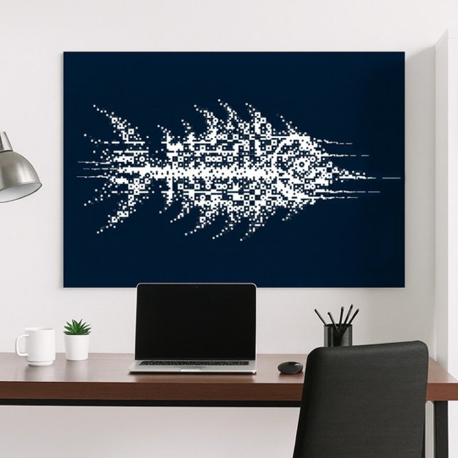 Poster Glitch Pixel White Fish Wall Art (Criador carregado)