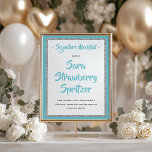 Poster Glitor Silver Frame Signature Mocktail Blue<br><div class="desc">Este poster de diversão apresenta um cabeçalho de script e o seu texto personalizado em um poster de enquadramento de brilho prateado. Use o formulário modelo para adicionar sua personalização. A Ferramenta Design pode ser usada para alterar as fontes,  as cores e o layout.</div>