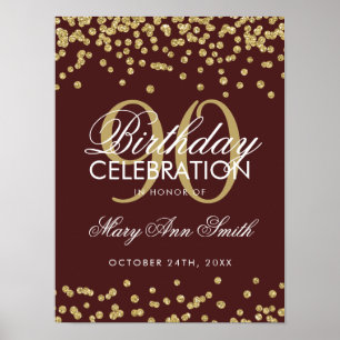 Poster Glitter Confetti Burgundy, Glitter de 90 Dourado