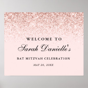 Poster Glitter de Confete Rosa Corado de Boas-Vindas Pers