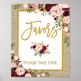 Poster Glitter Favorece Sinais Florais De Casamento Brida