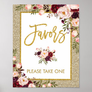 Poster Glitter Favorece Sinais Florais De Casamento Brida