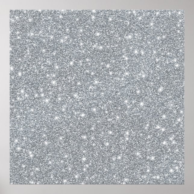 Poster Glitter Glamoroso Elegante Silver Faux (Frente)