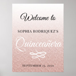 Poster Glitter Rosa Quinceañera 15 Birthday