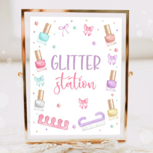 Poster Glitter Station Mani-Pedi Festa Manicure Pedicure