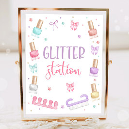 Poster Glitter Station Mani-Pedi Party Manicure Pedicure