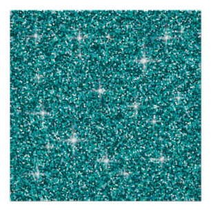 Póster Glitter teal iridescente