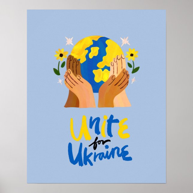 Poster Global Unite Para A Ucrânia (Frente)