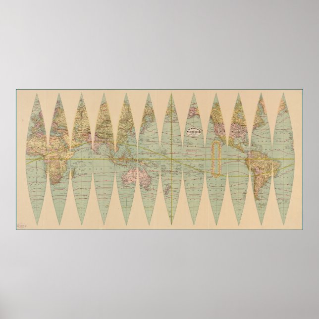 Poster Globo da Terra Desconstruída (1887) (Frente)