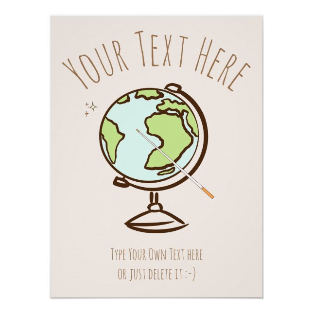 Póster Globo de mesa. Professor de Geografia. Modelo do p (Frente)