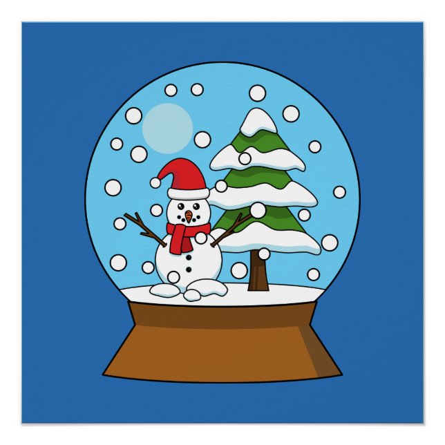 Póster Globo de Neve com Snowman e Pine Tree (Frente)
