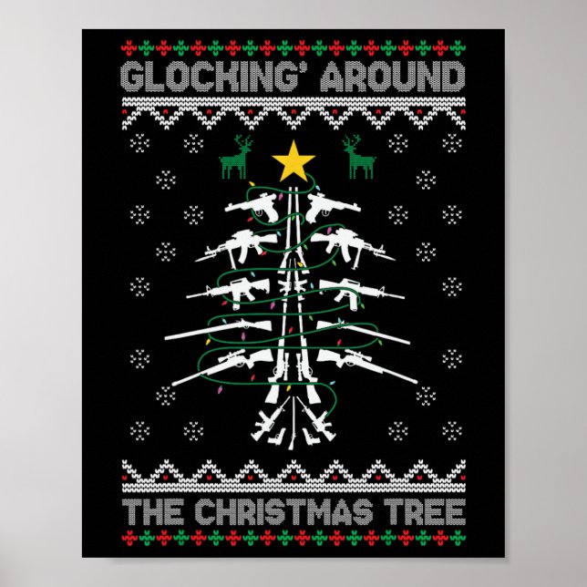 Poster Glocking em Torno da Árvore de Natal Suéter de Nat (Frente)