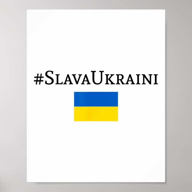 Poster Glória à Ucrânia Com a Bandeira da Ucrânia  (Frente)