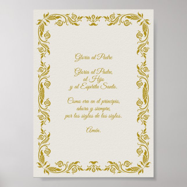 Poster Gloria al Padre con detalles Botánicos Dorados (Frente)
