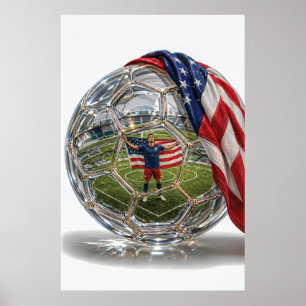 Poster Glória do Futebol dos EUA Bola de Cristal Arte