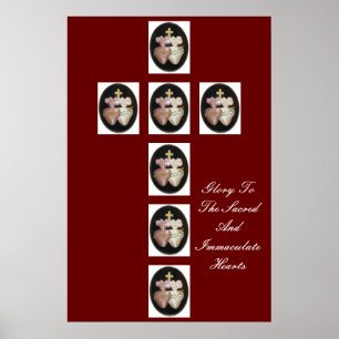 PÓSTER GLÓRIA PARA OS CORAÇÕES SACRADOS E IMACULADOS