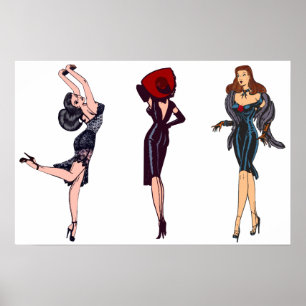 Poster Gloriosas Garotas Glamurosas Vintage Retrato Moren