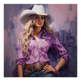 Póster Glorioso Gingham: Arte de Muro de Cowgirl