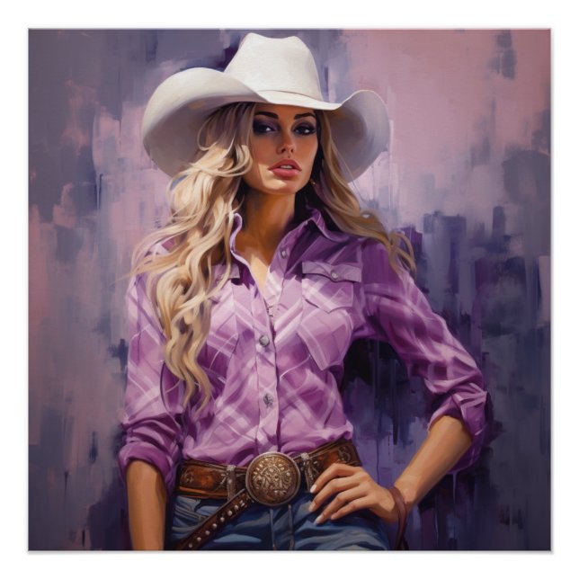 Póster Glorioso Gingham: Arte de Muro de Cowgirl (Frente)