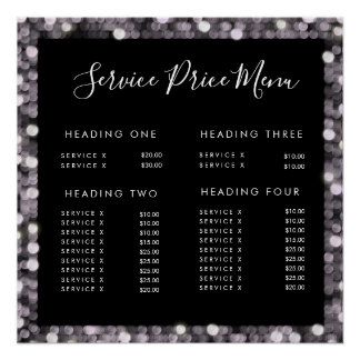 Póster Glossy Glam Service Price List Menu Editável Impre