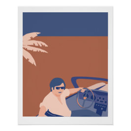 Póster Glossy poster met afbeelding van man in sportwagen