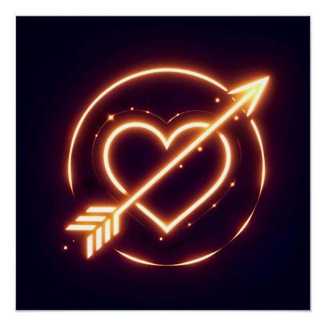 Póster glowing image of a heart with cupid's arrow (Frente)