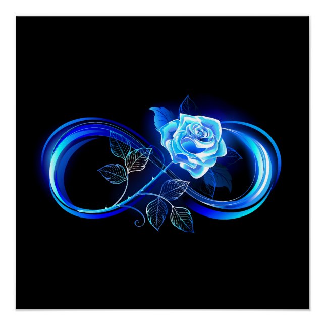 Póster Glowing infinity with blue rose (Frente)